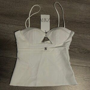 ZARA White Strappy Top Size XS (Tags Attached)